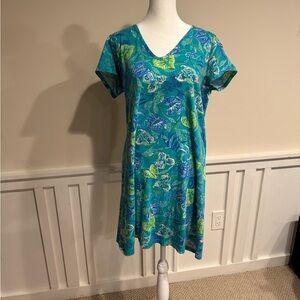 Lilly Pulitzer Blue and Green Floral Midi Dress